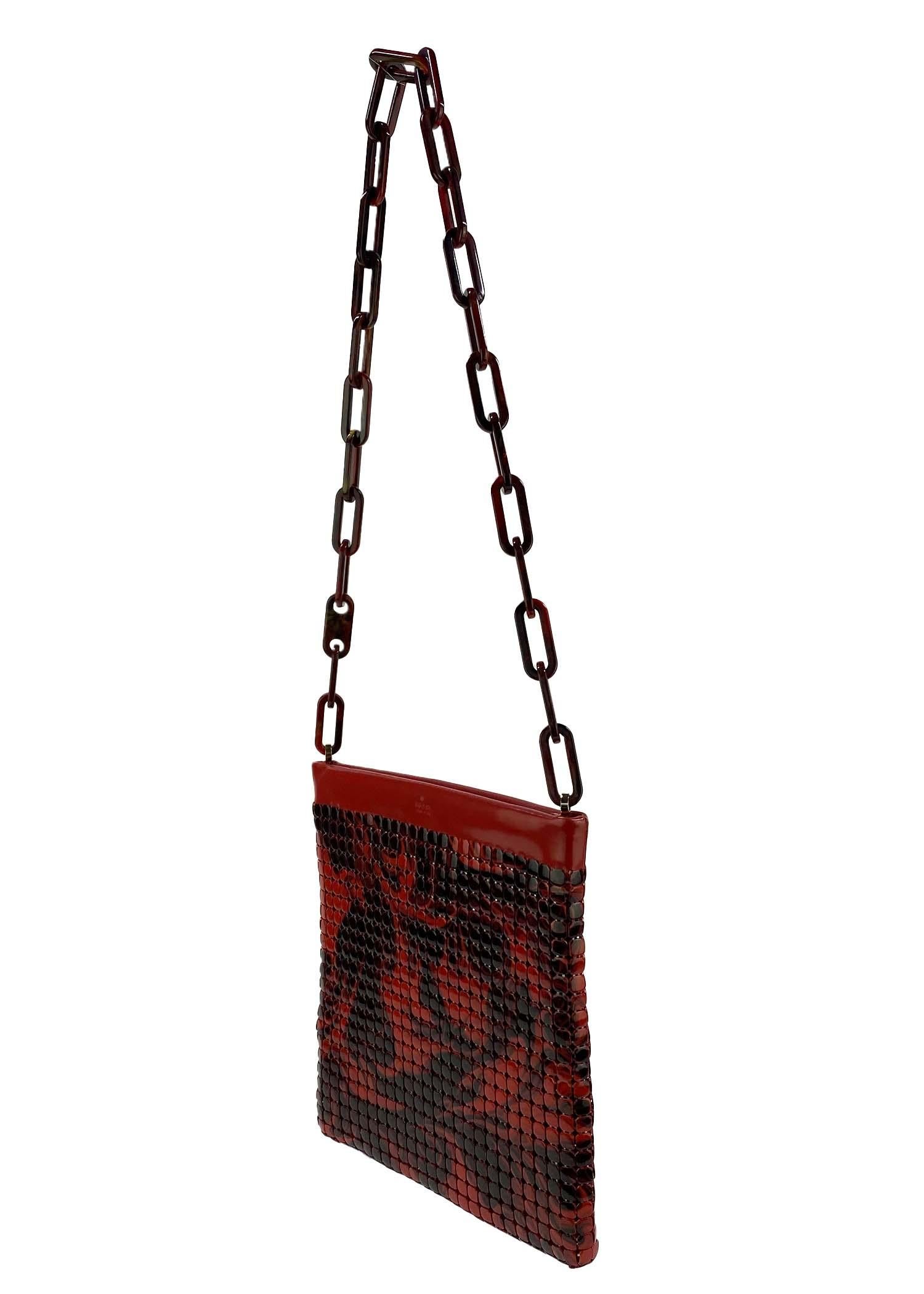 Presenting an ultra-rare, lava print chainmail Gucci bag designed by Tom Ford. This bag is nearly impossible to find and is a true collector's piece. The red lava design debuted on the men's S/S 2001 runway and was used heavily in womenswear. The