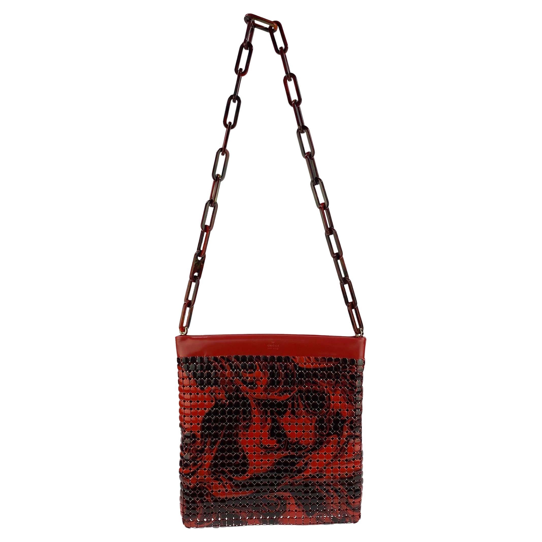 S/S 2001 Gucci By Tom Ford Red Abstract Lava Metal Chainmail Bag