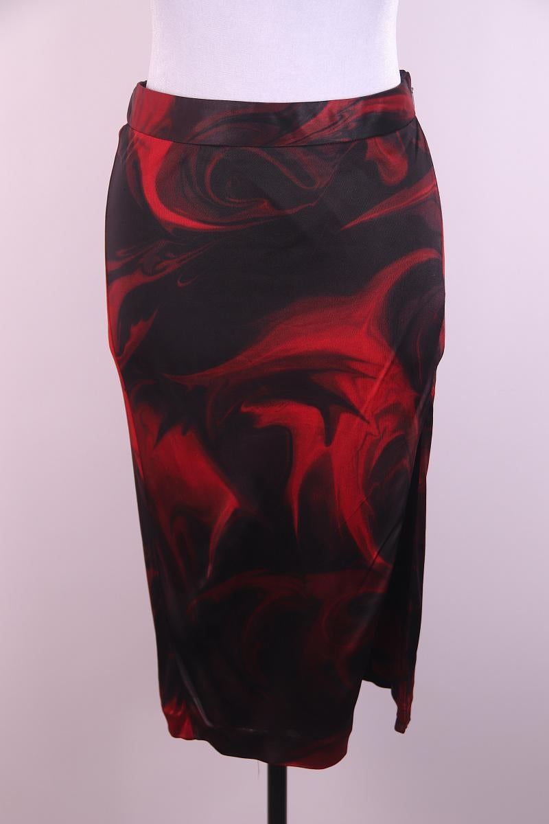 S/S 2001 Gucci by Tom Ford Red Liquid Magma Print Skirt For Sale 5