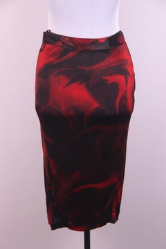 S/S 2001 Gucci by Tom Ford Red Liquid Magma Print Skirt