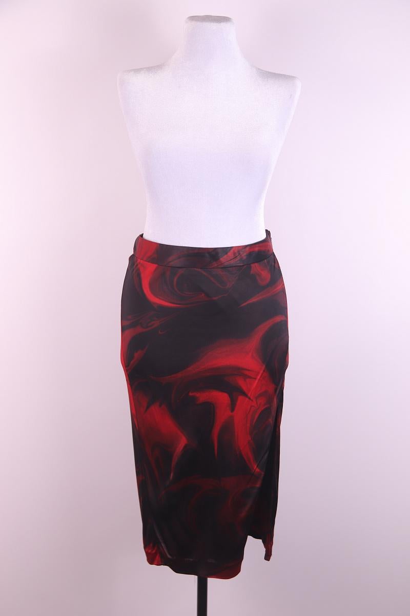 S/S 2001 Gucci by Tom Ford Red Liquid Magma Print Skirt For Sale 3