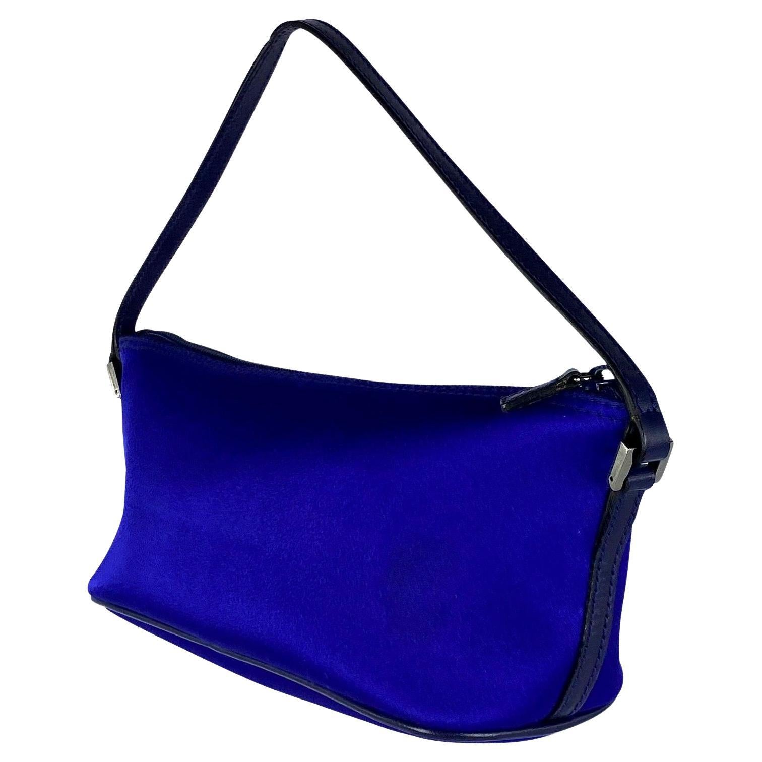 S/S 2001 Gucci by Tom Ford Royal Blue Satin Boat Pochette Mini Bag 3