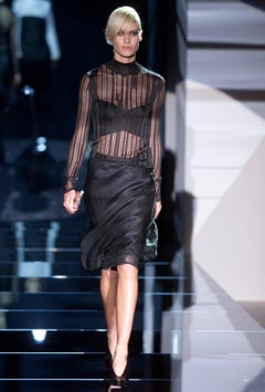 S/S 2001 Gucci by Tom Ford Runway Black Satin Crossover Bralette Top