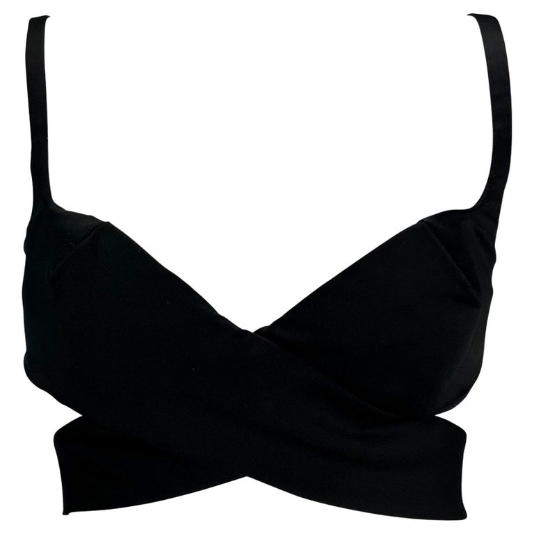S/S 2001 Gucci by Tom Ford Runway Black Satin Crossover Bralette Top For  Sale at 1stDibs