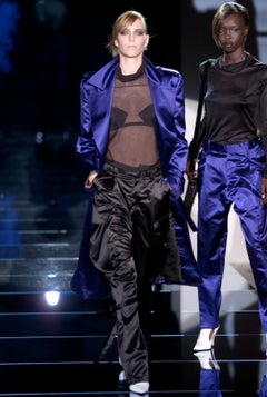 S/S 2001 Gucci by Tom Ford Runway Black Satin Oversized Cargo Wide Leg Pants