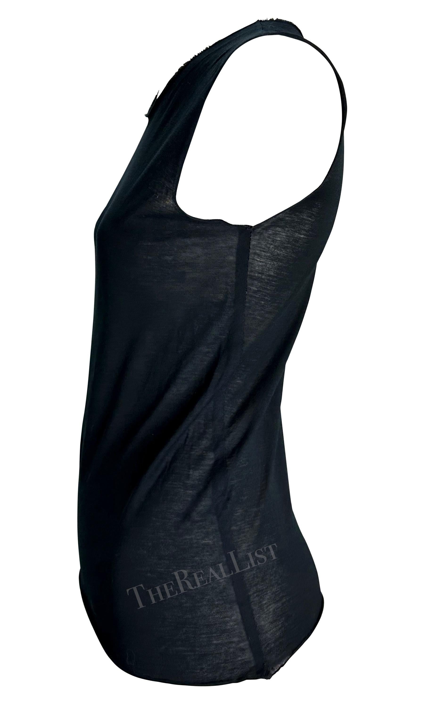 2002 Gucci by Tom Ford Laufsteg Schwarzes durchsichtiges Tank-Top mit Herzausschnitt im Angebot 1