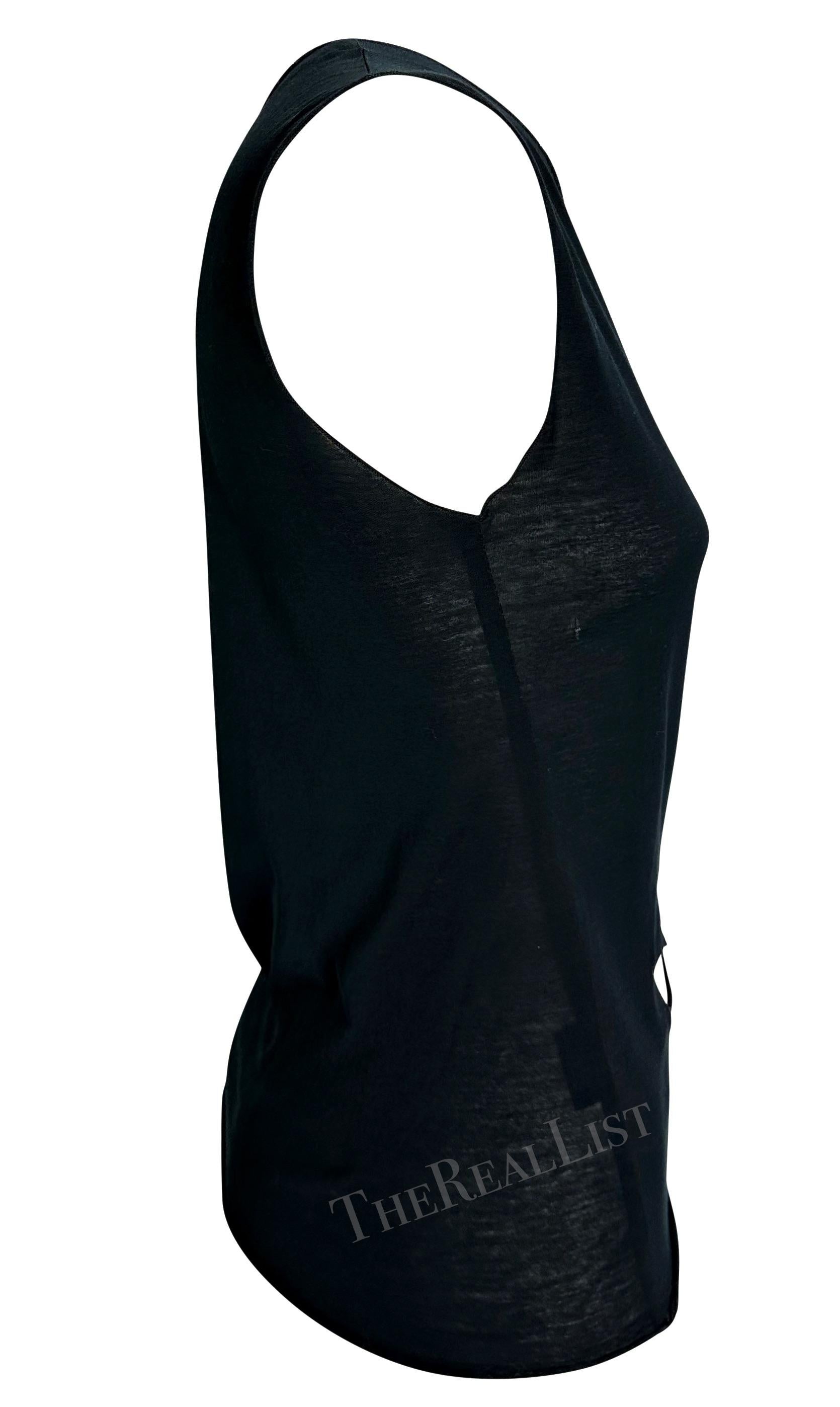S/S 2002 Gucci by Tom Ford Runway Heart Cutout Black Sheer Tank Top For Sale 3