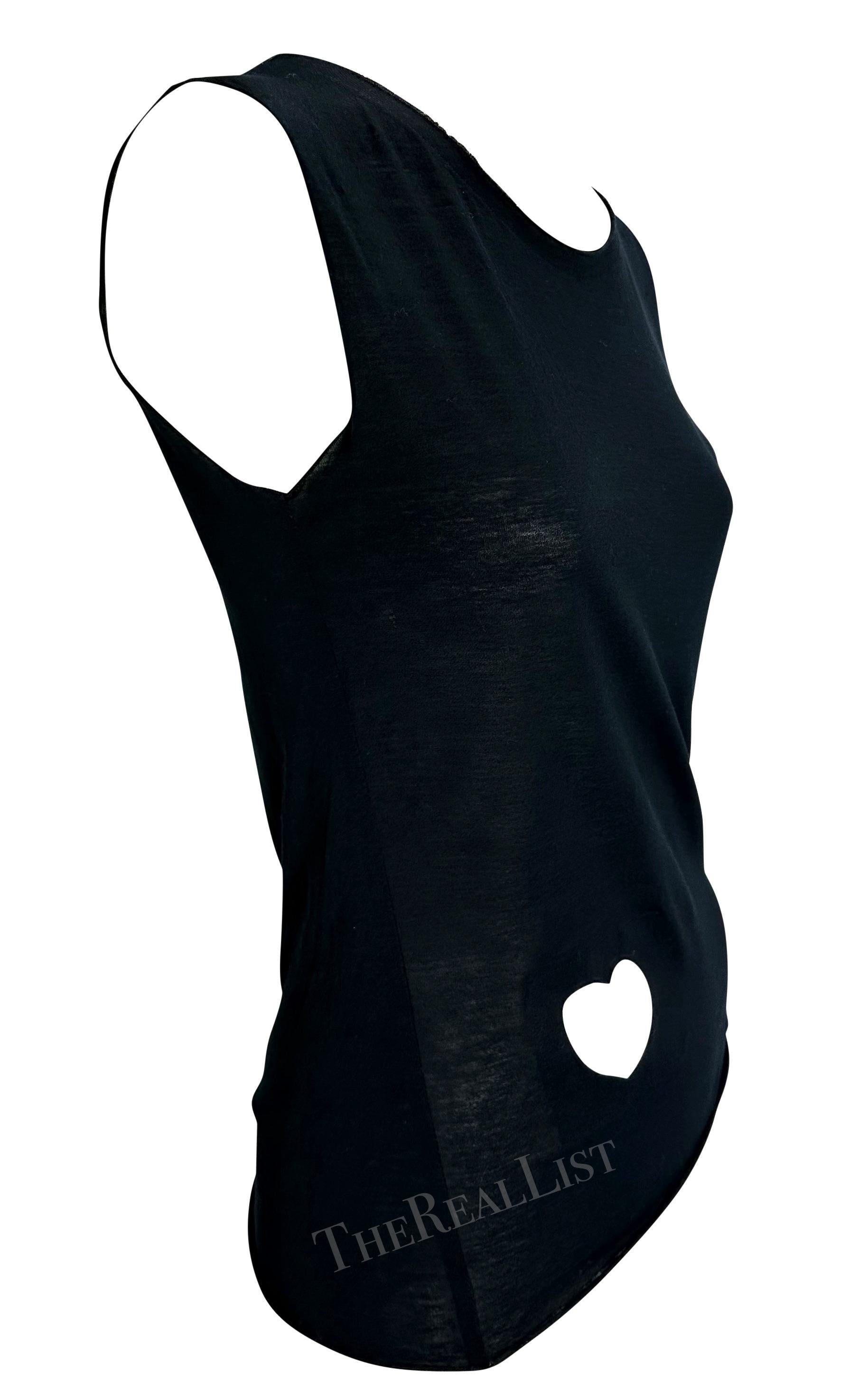 S/S 2002 Gucci by Tom Ford Runway Heart Cutout Black Sheer Tank Top For Sale 4