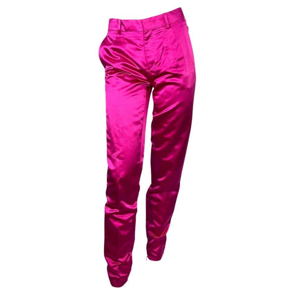 Hot Pink Silk Pants - 14 For Sale on 1stDibs