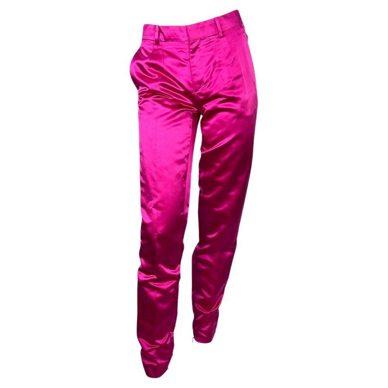 Gucci Rose Garden Print Silk Pajama Pants in Pink