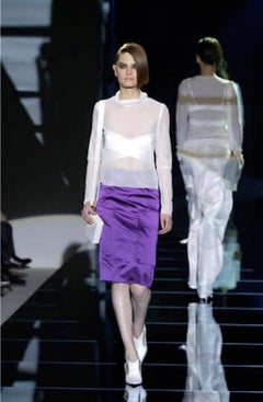 S/S 2001 Gucci by Tom Ford Runway Purple Satin Cargo Pocket Pencil Skirt