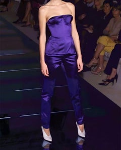 S/S 2001  Gucci by Tom Ford Runway Purple Silk Satin Corset Bustier Pant Set