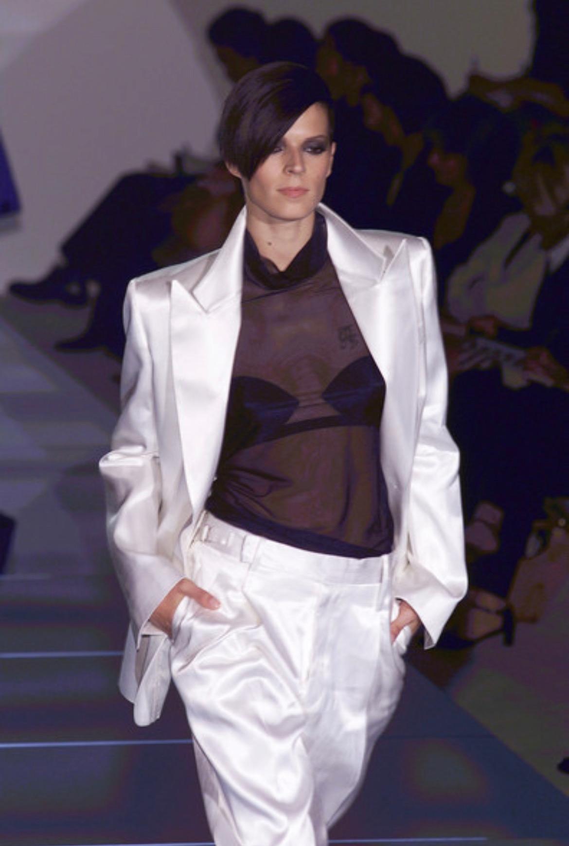 S/S 2001 Gucci for Tom Ford Laufsteg Oberteil aus schwarzem Mesh mit transparentem Stretch-Ausschnitt (Schwarz) im Angebot