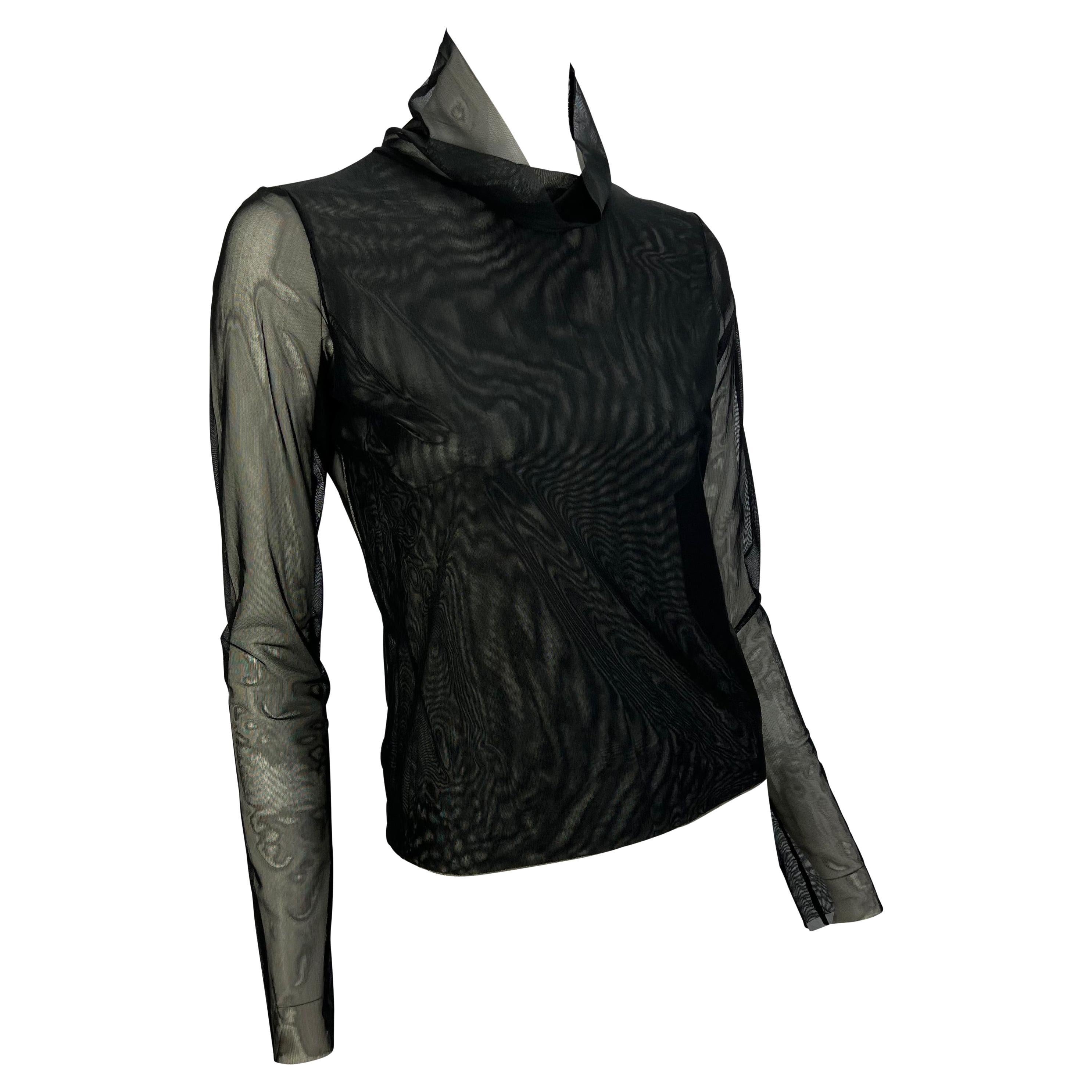 S/S 2001 Gucci by Tom Ford Runway Top à col ras du cou en maille stretch noire en vente 4