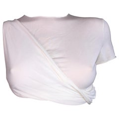 S/S 2001 Gucci by Tom Ford Runway White Cut-Out T-Shirt Crop Top