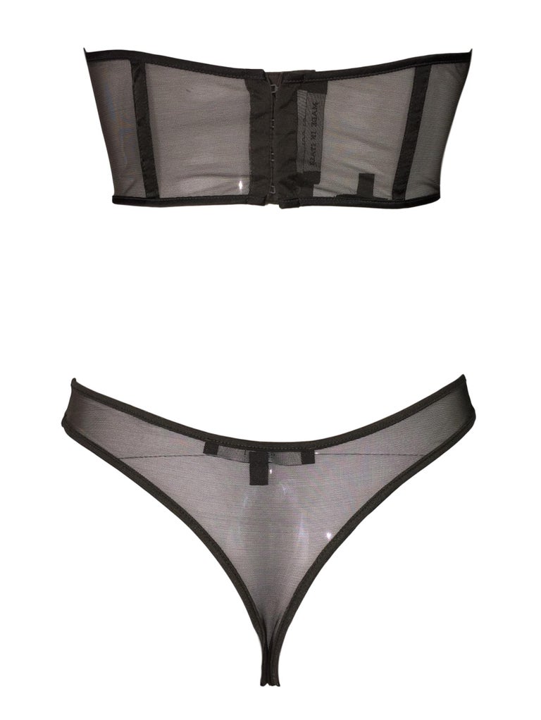 S/S 2001 Gucci by Tom Ford Sheer Army Green Bustier Top and Panty Set