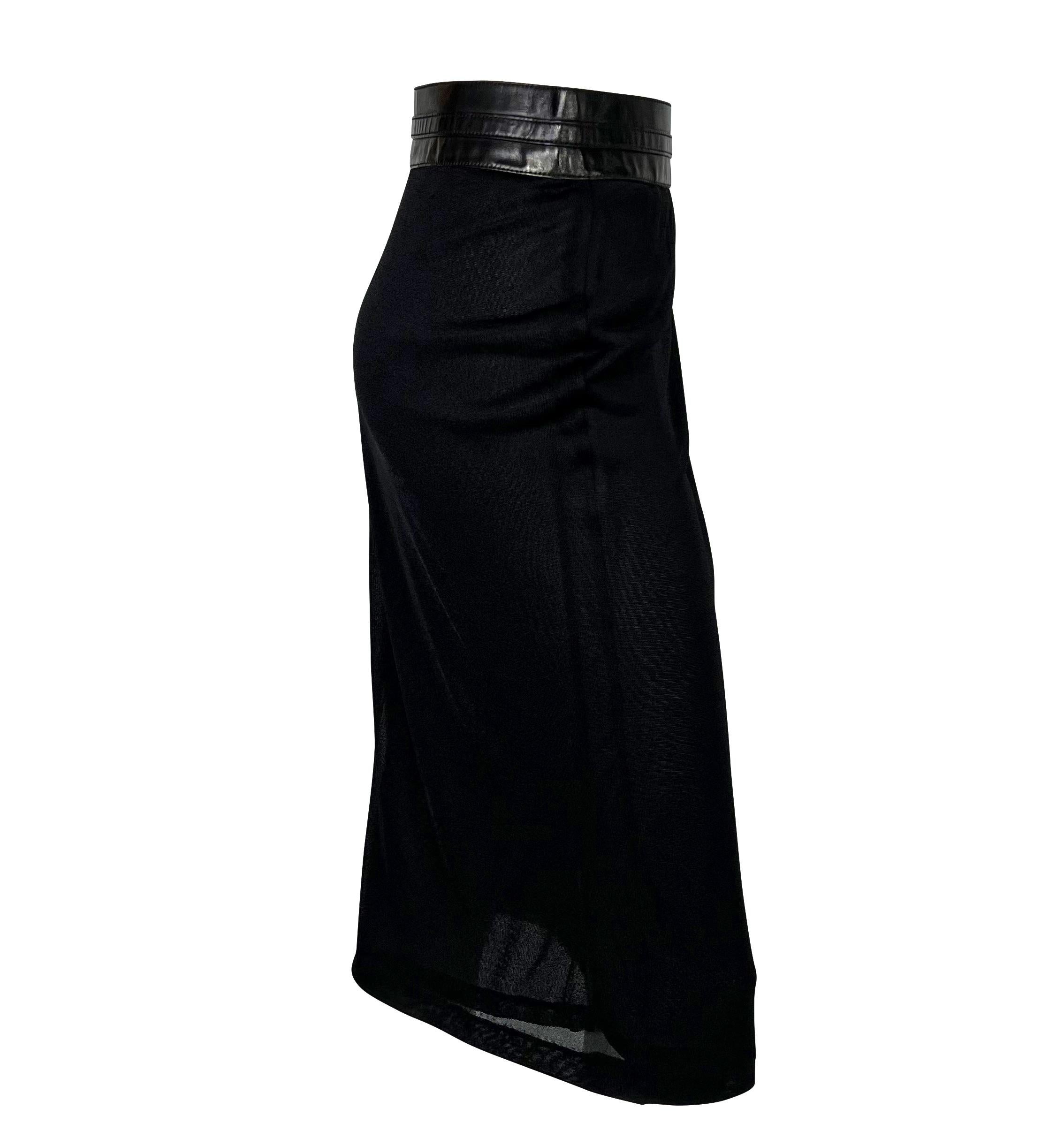 S/S 2001 Gucci by Tom Ford Sheer Black Leather Belted Wrap Skirt For Sale 1