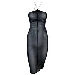 S/S 2001 Gucci by Tom Ford Sheer Black Mesh Nylon Necklace Dress