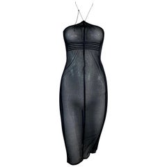 S/S 2001 Gucci by Tom Ford Schwarzes durchsichtiges Mesh- Nylon-Halskette-Kleid