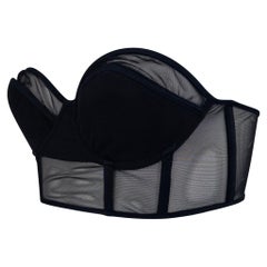 S/S 2001 Gucci by Tom Ford Sheer Black Mesh Strapless Bustier Crop Top S