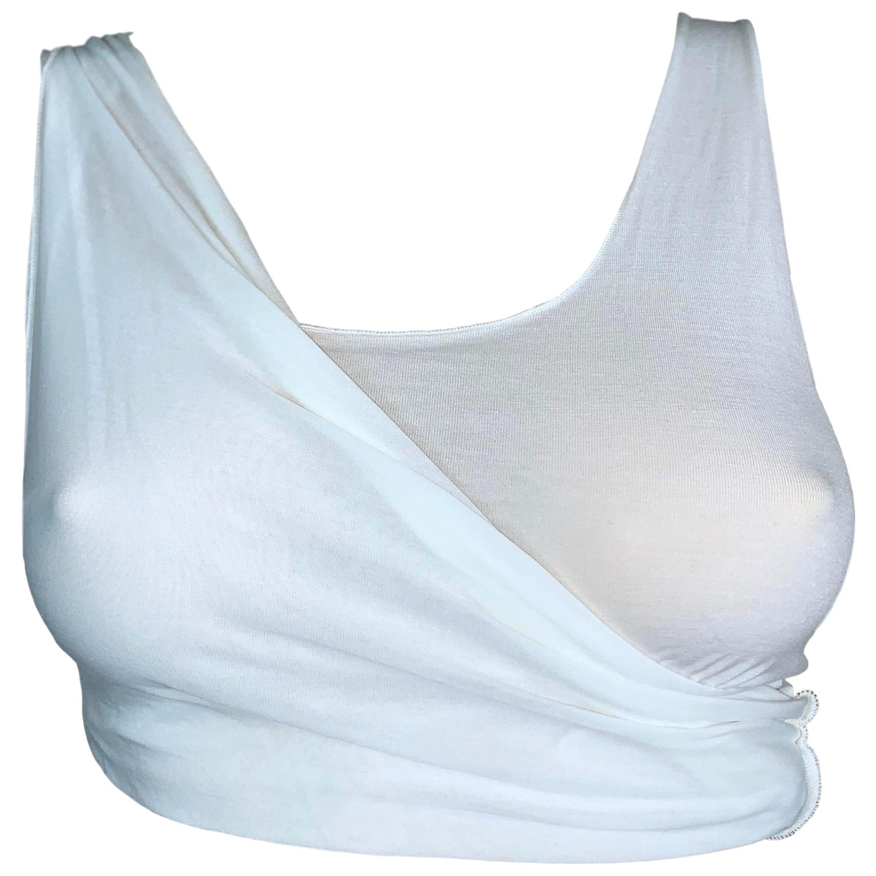 S/S 2001 Gucci by Tom Ford Sheer White Cut-Out Crop Tank Top