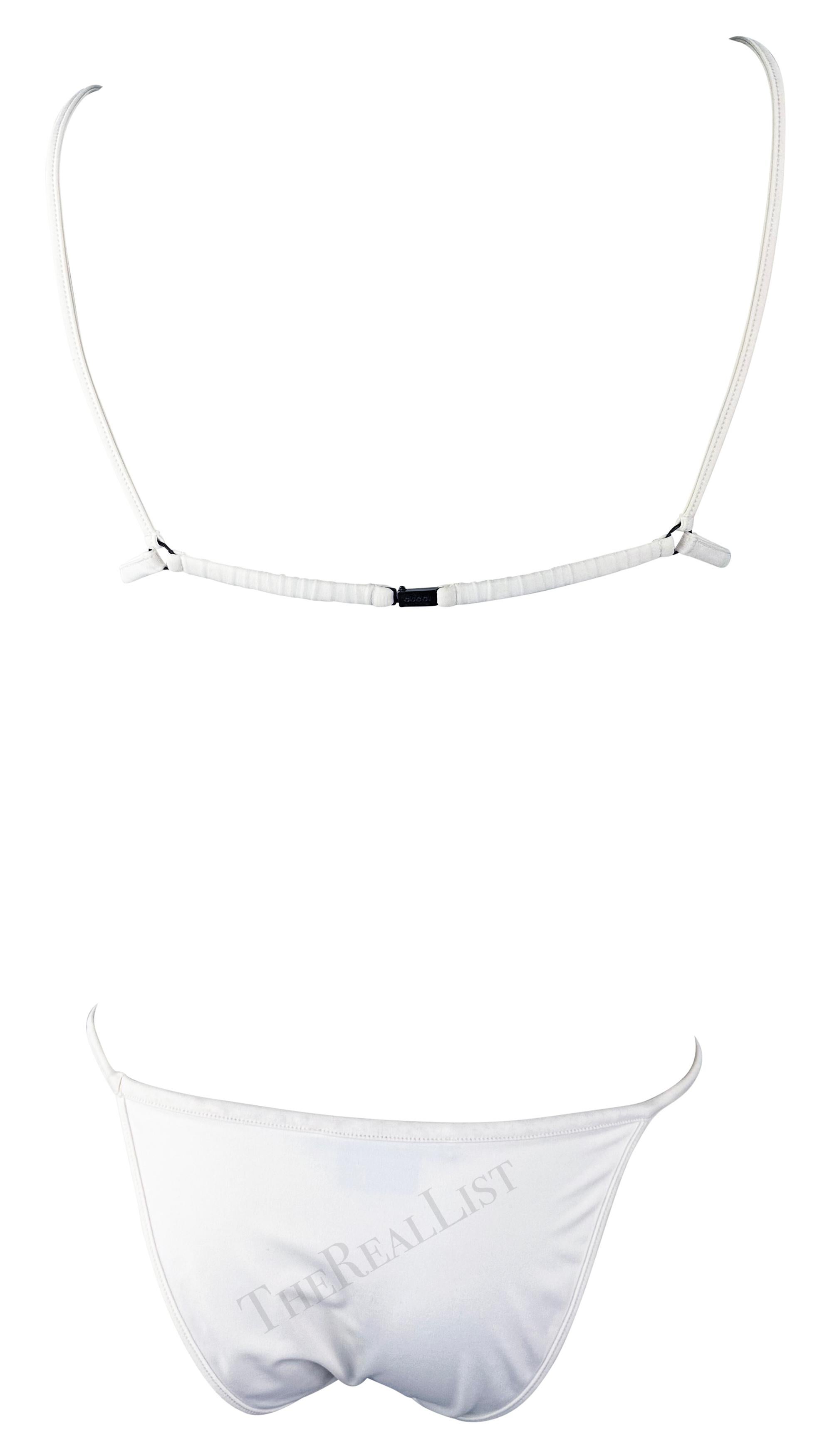 Women's or Men's S/S 2001 Gucci by Tom Ford White Bikini Two-Piece Swimsuit Set For Sale