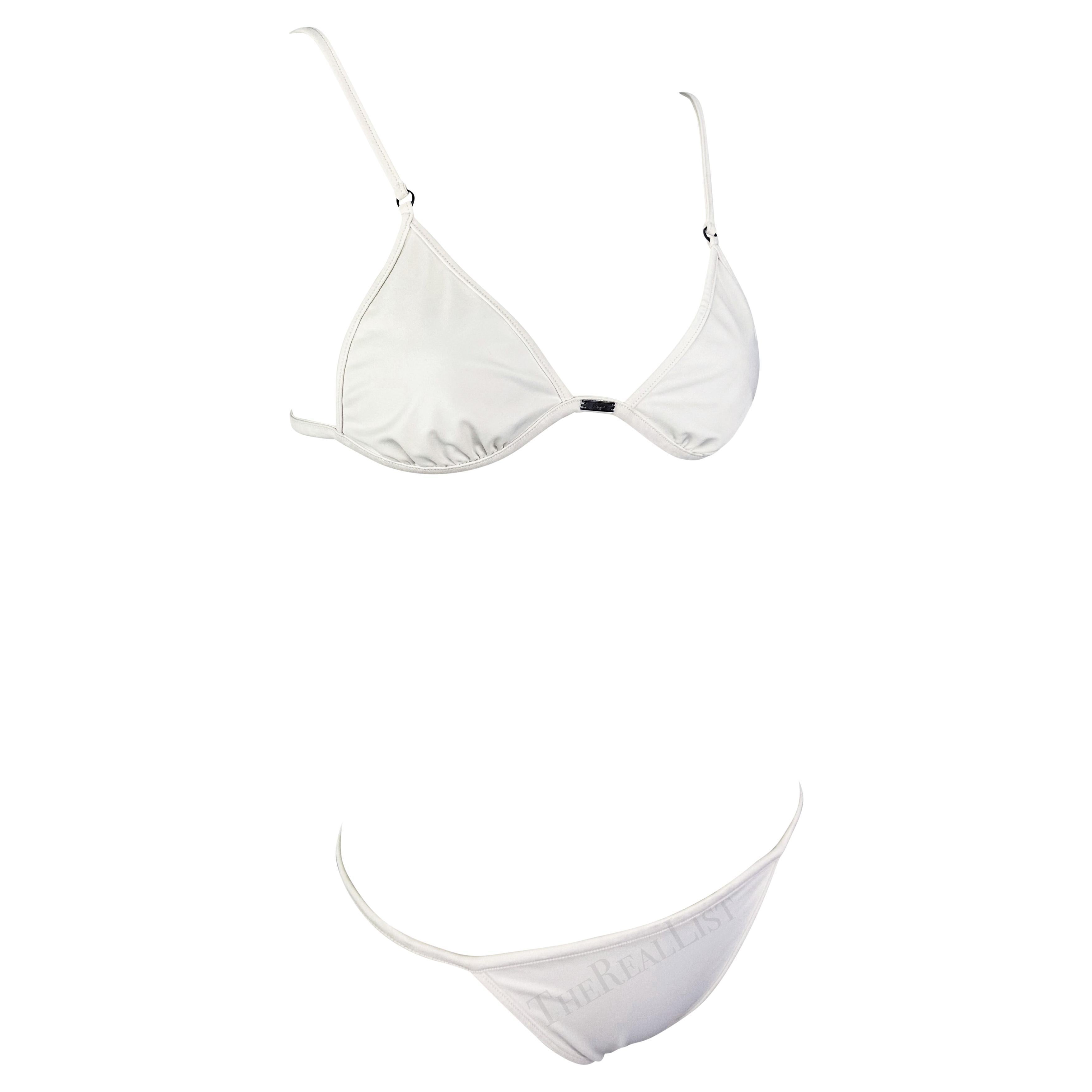 S/S 2001 Gucci by Tom Ford White Bikini Two-Piece Swimsuit Set For Sale