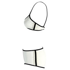 S/S 2001 Gucci by Tom Ford White Black Striped Logo Bikini Shorts Set