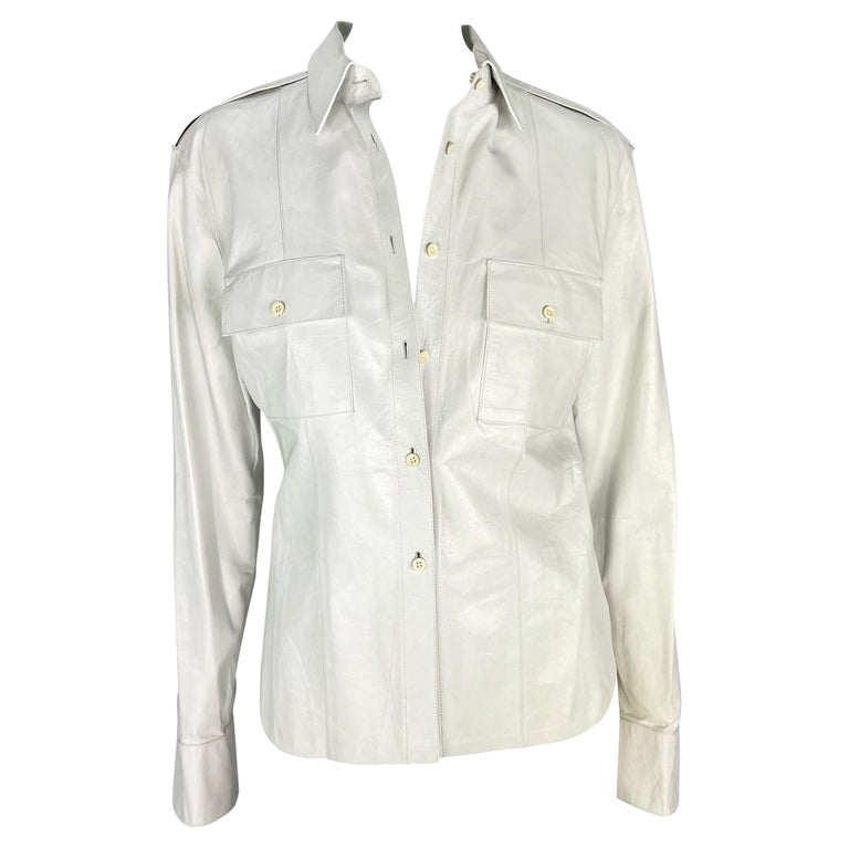 S/S 2001 Gucci by Tom Ford White Leather Button Down Shirt For 