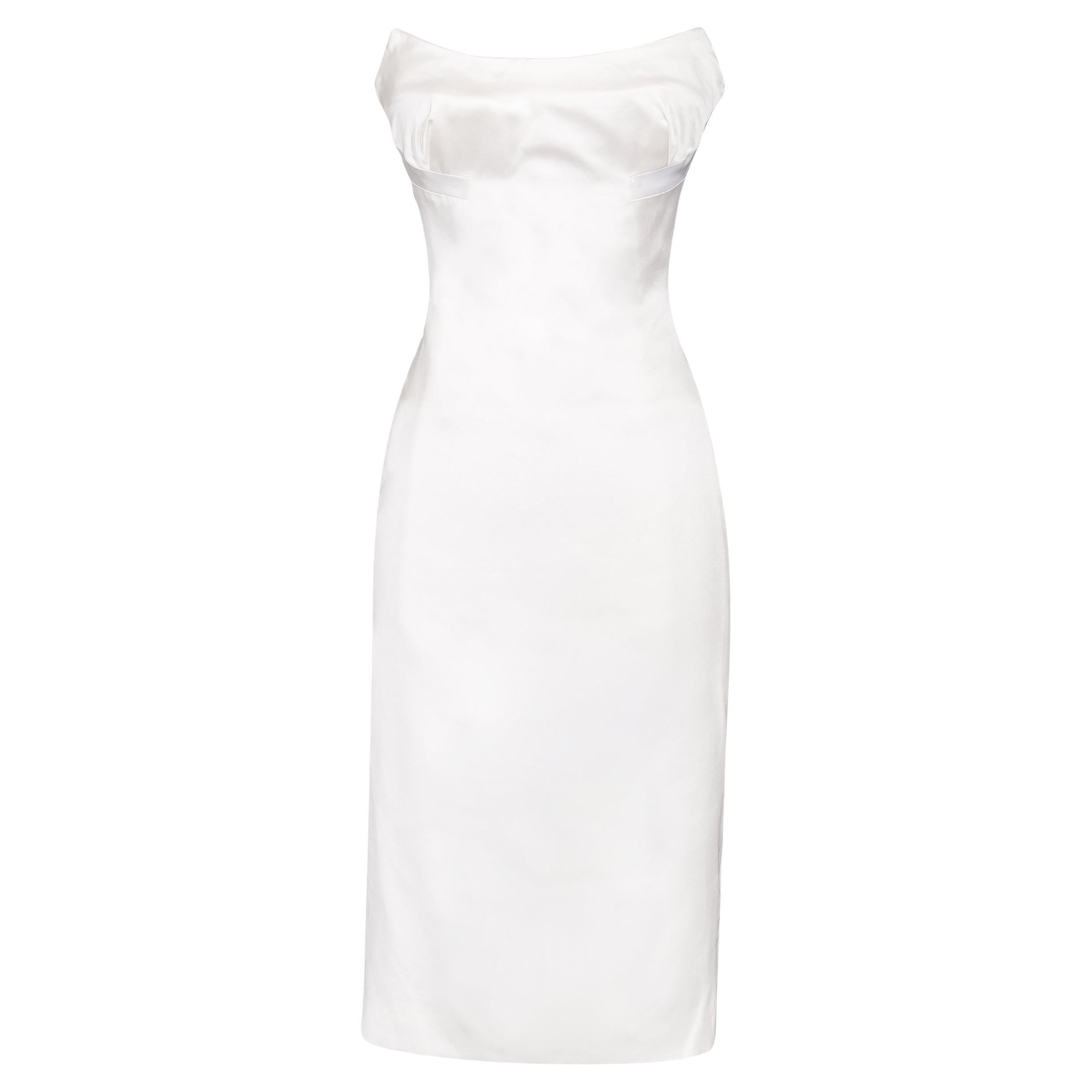 S/S 2001 Gucci by Tom Ford White Silk Satin Strapless Corset Dress