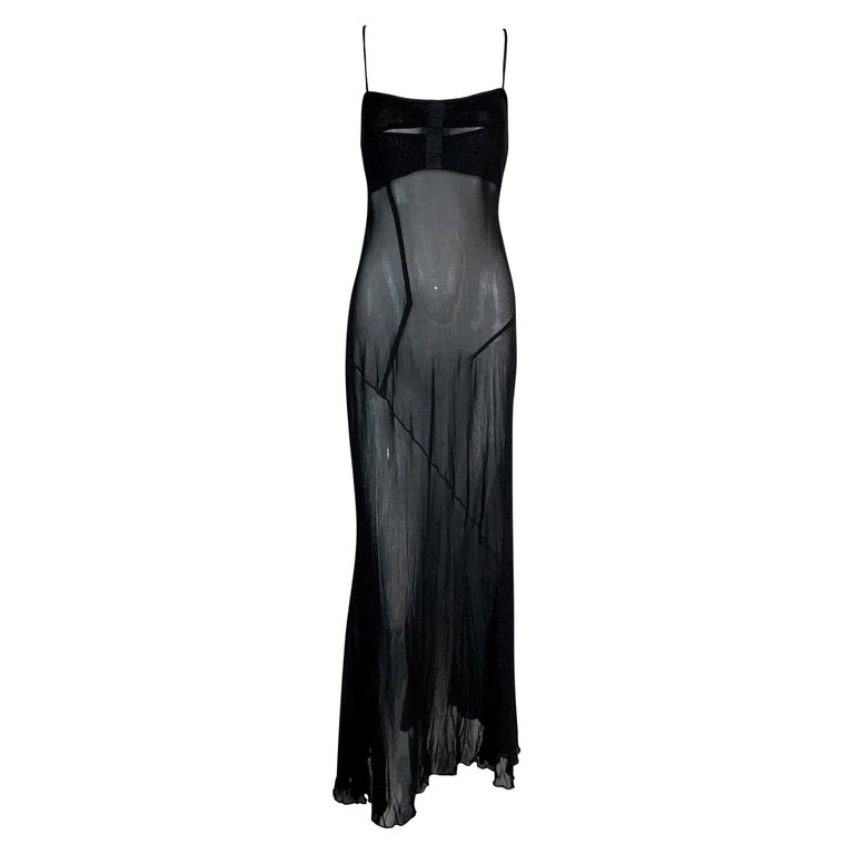 S/S 2001 Jean Paul Gaultier 20's Style Sheer Black Chest Cut-Out Gown ...