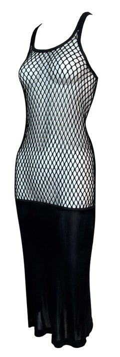 S/S 2001 Jean Paul Gaultier Sheer Black Fishnet Bodycon Dress