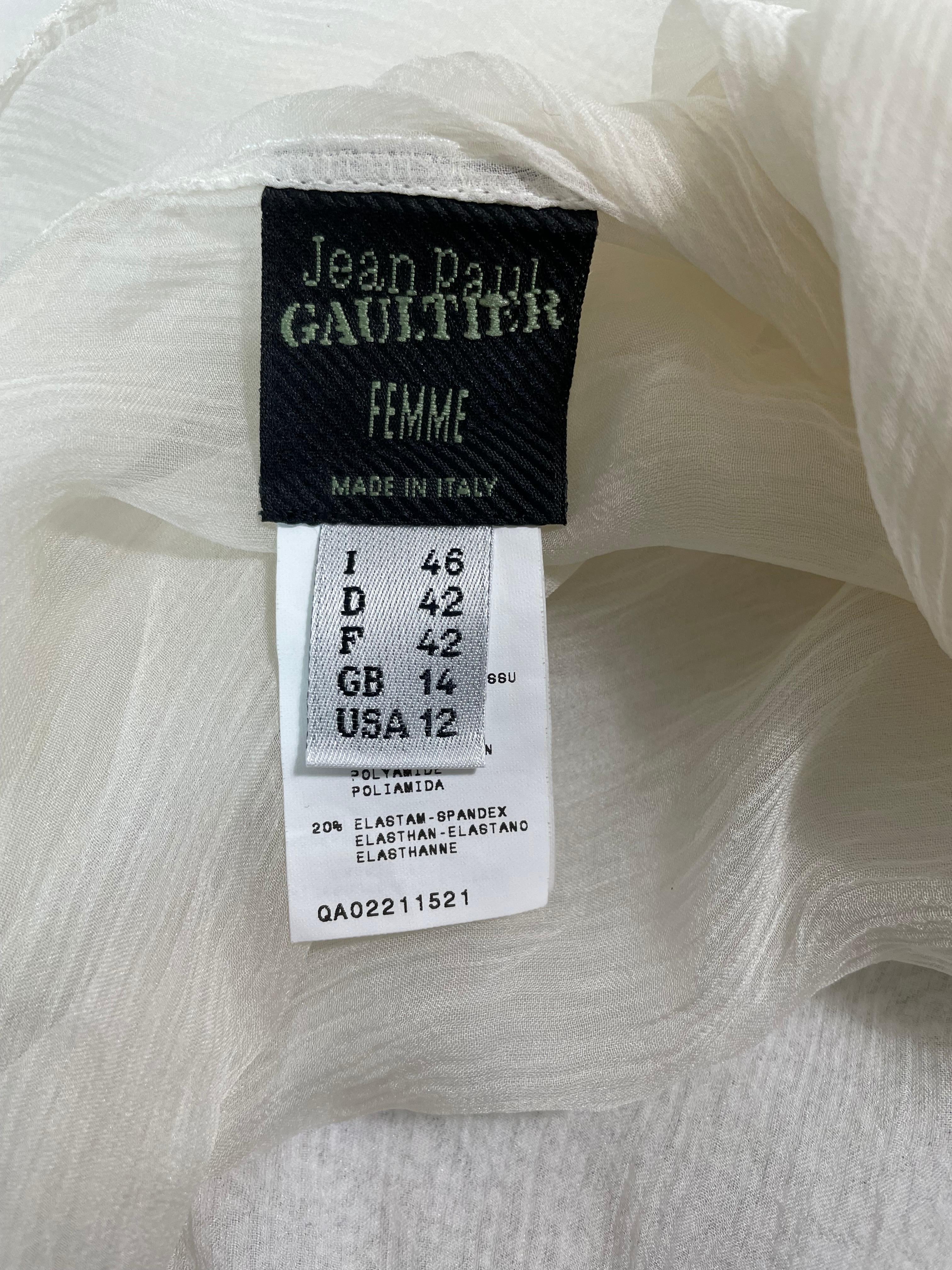 Gray S/S 2001 Jean Paul Gaultier Sheer Nude One Shoulder Mini Dress