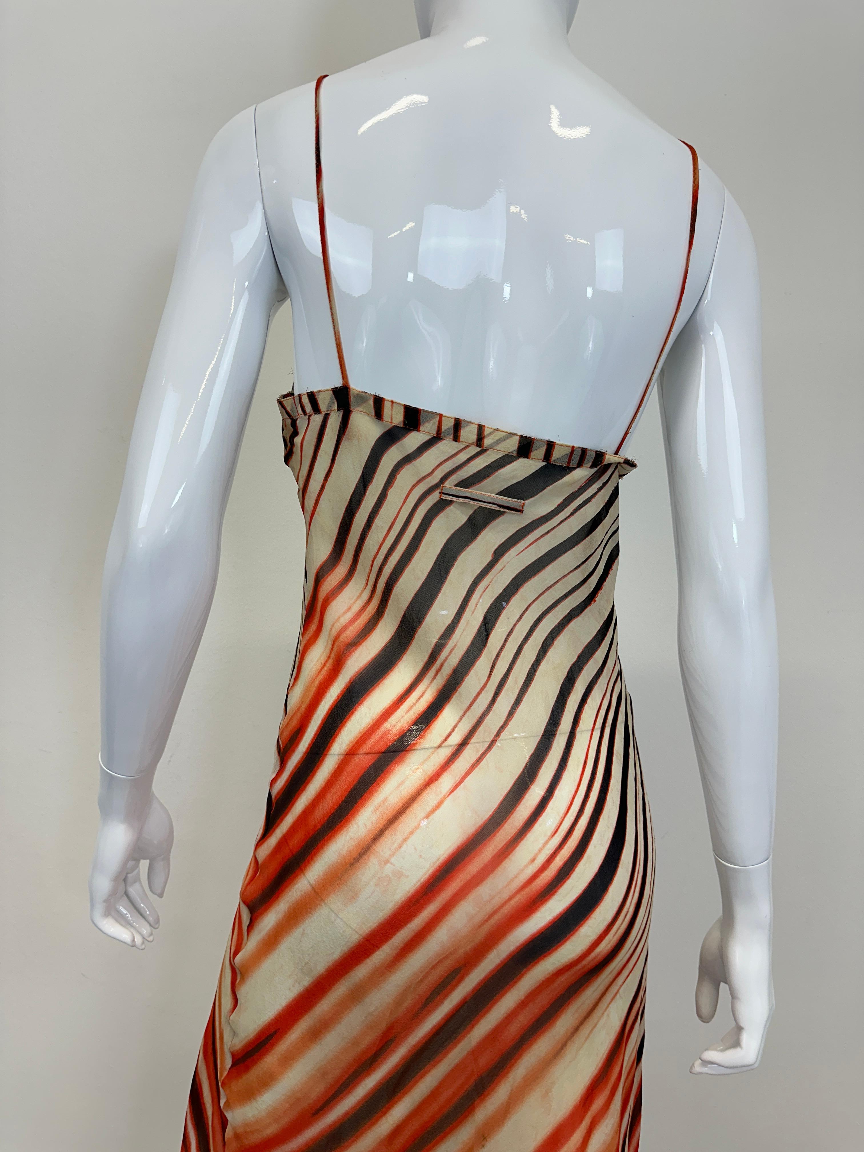 S/S 2001 Jean Paul Gaultier - Robe en maille de soie rayée et transparente Pour femmes en vente