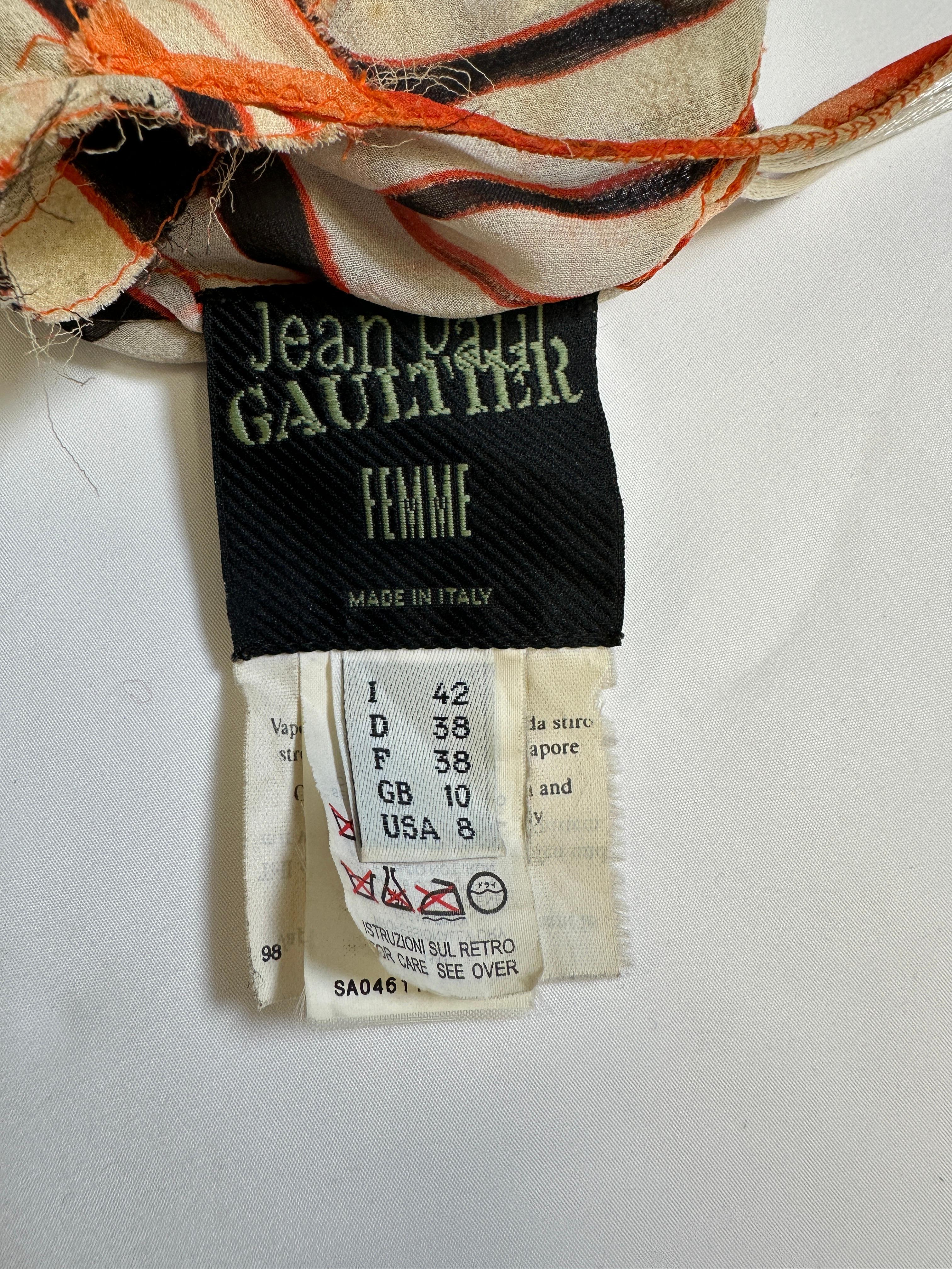 S/S 2001 Jean Paul Gaultier - Robe en maille de soie rayée et transparente en vente 1