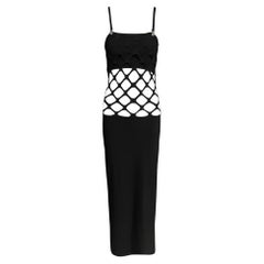 F/S 2001 Jean Paul Gaultier Soleil Fischnetz-Kleid mit schwarzem Ausschnitt