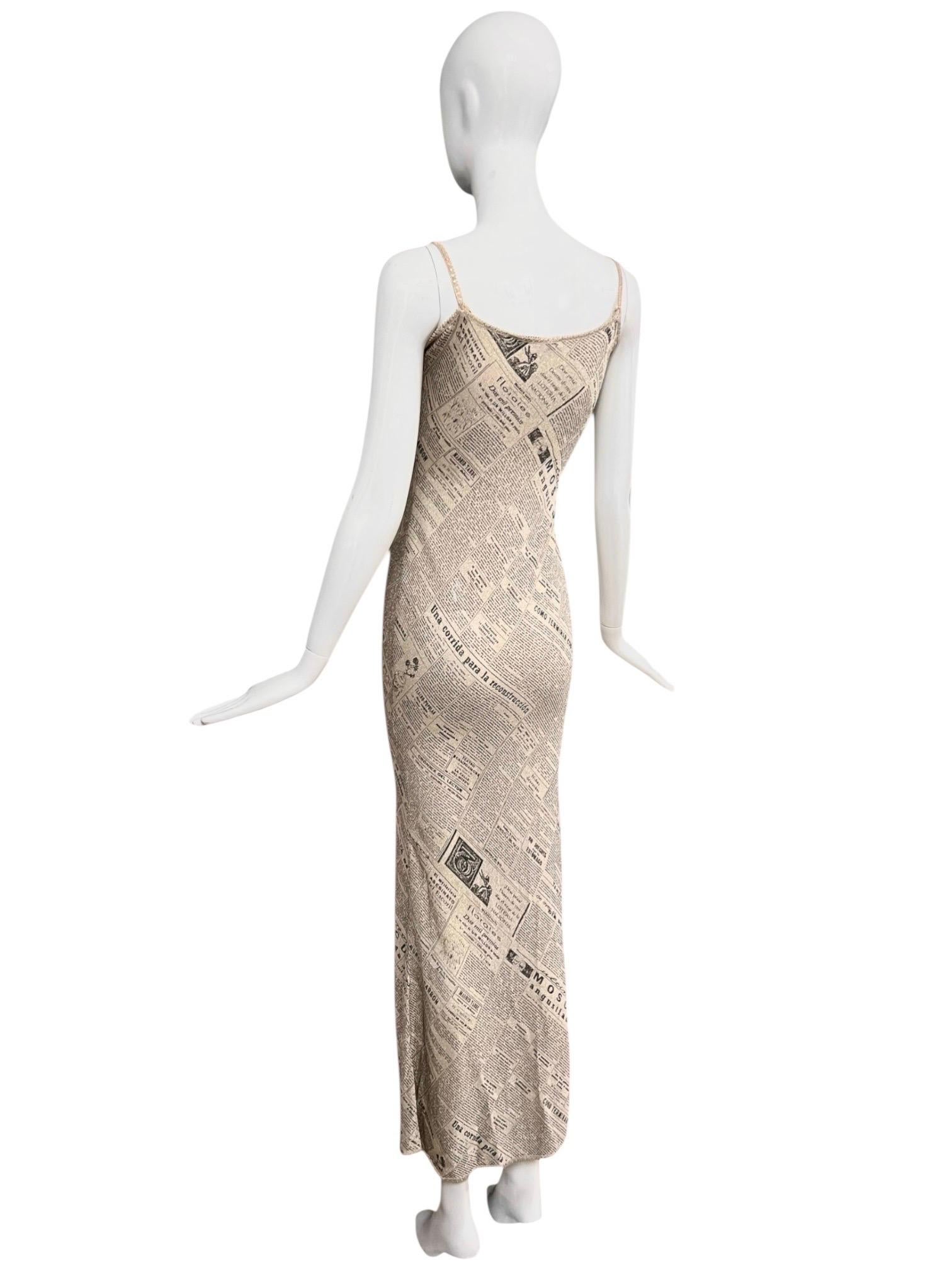 S/S 2001 John Galliano Zeitungspapier Metallic Abendkleid im Angebot 5