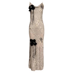 S/S 2001 John Galliano Newspaper Printed Metallic Evening Gown
