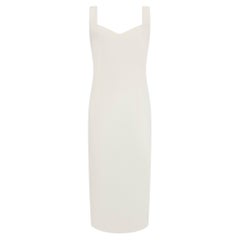 S/S 2001 John Galliano Off-White Stretch Denim High Slit Cocktail Dress