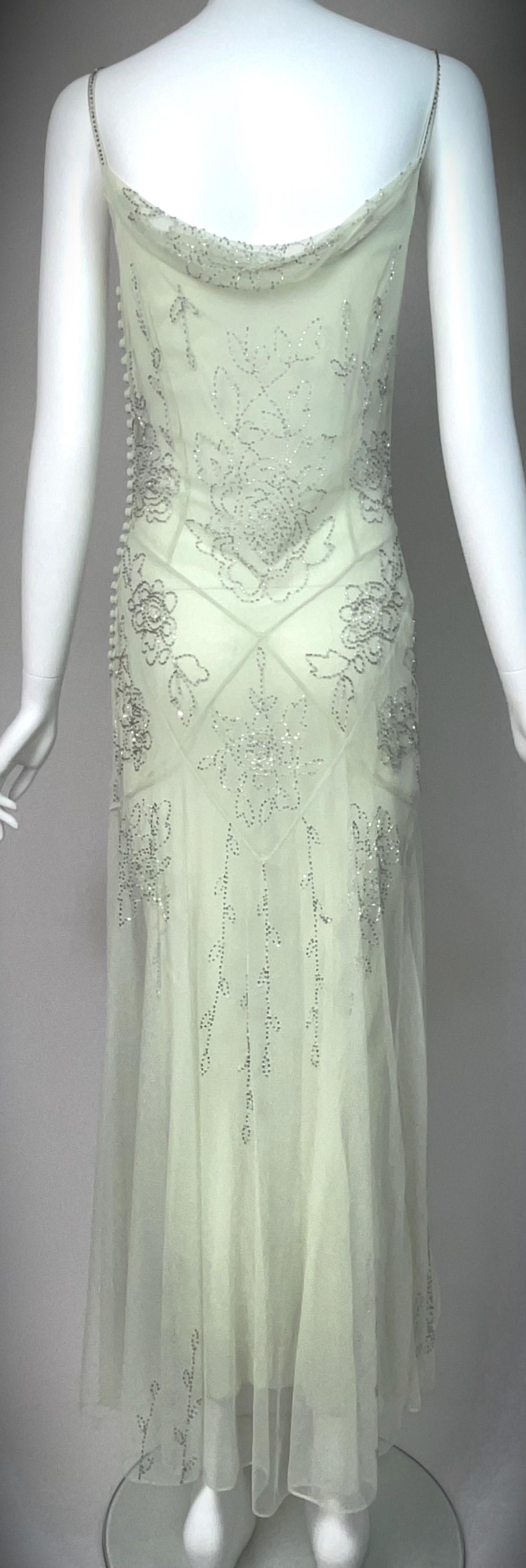 S/S 2001 John Galliano Silk & Mesh Beaded Maxi Dress In Good Condition In Yukon, OK