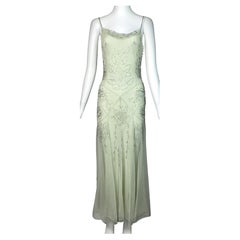 S/S 2001 John Galliano Silk & Mesh Beaded Maxi Dress