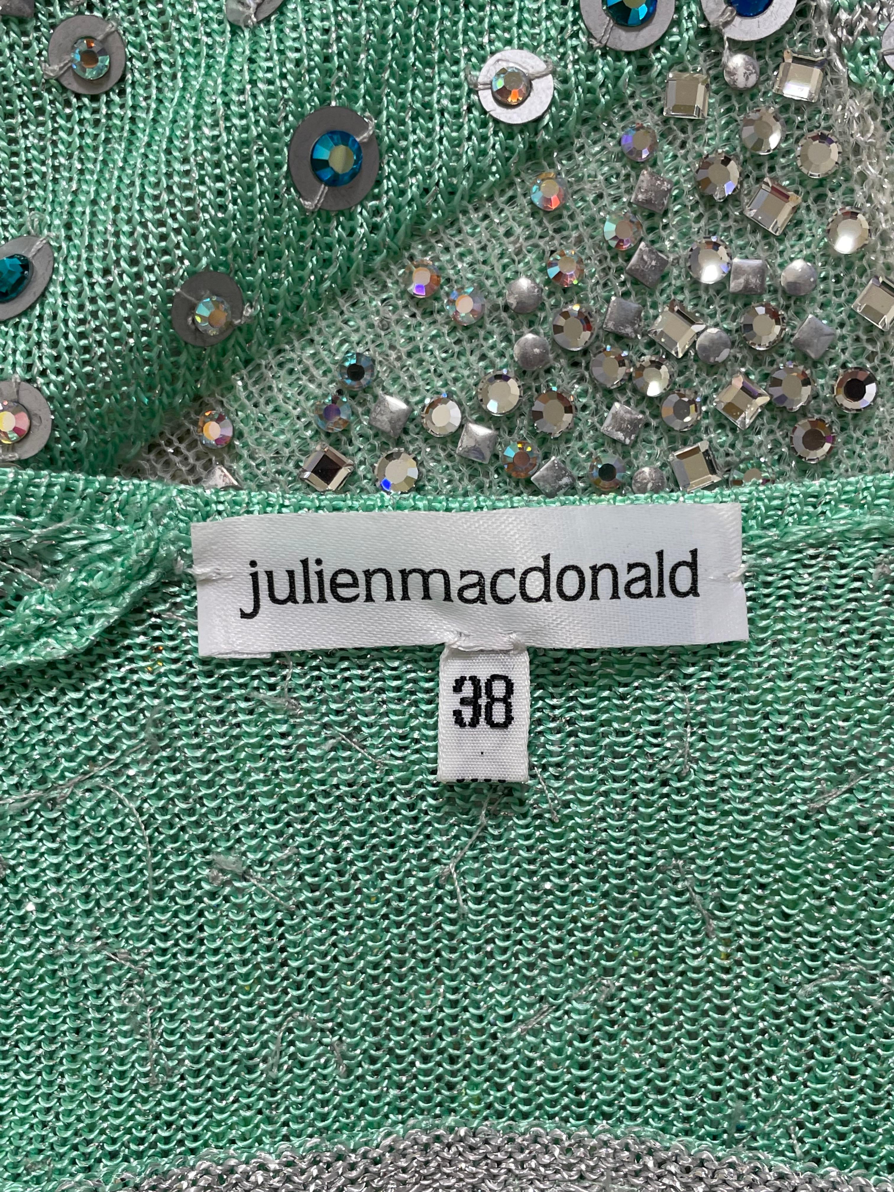 S/S 2001 Julien Macdonald Sheer Green Mesh Embellished Dress For Sale 1