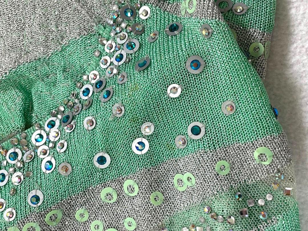 S/S 2001 Julien Macdonald Sheer Green Mesh Embellished Dress For Sale 3