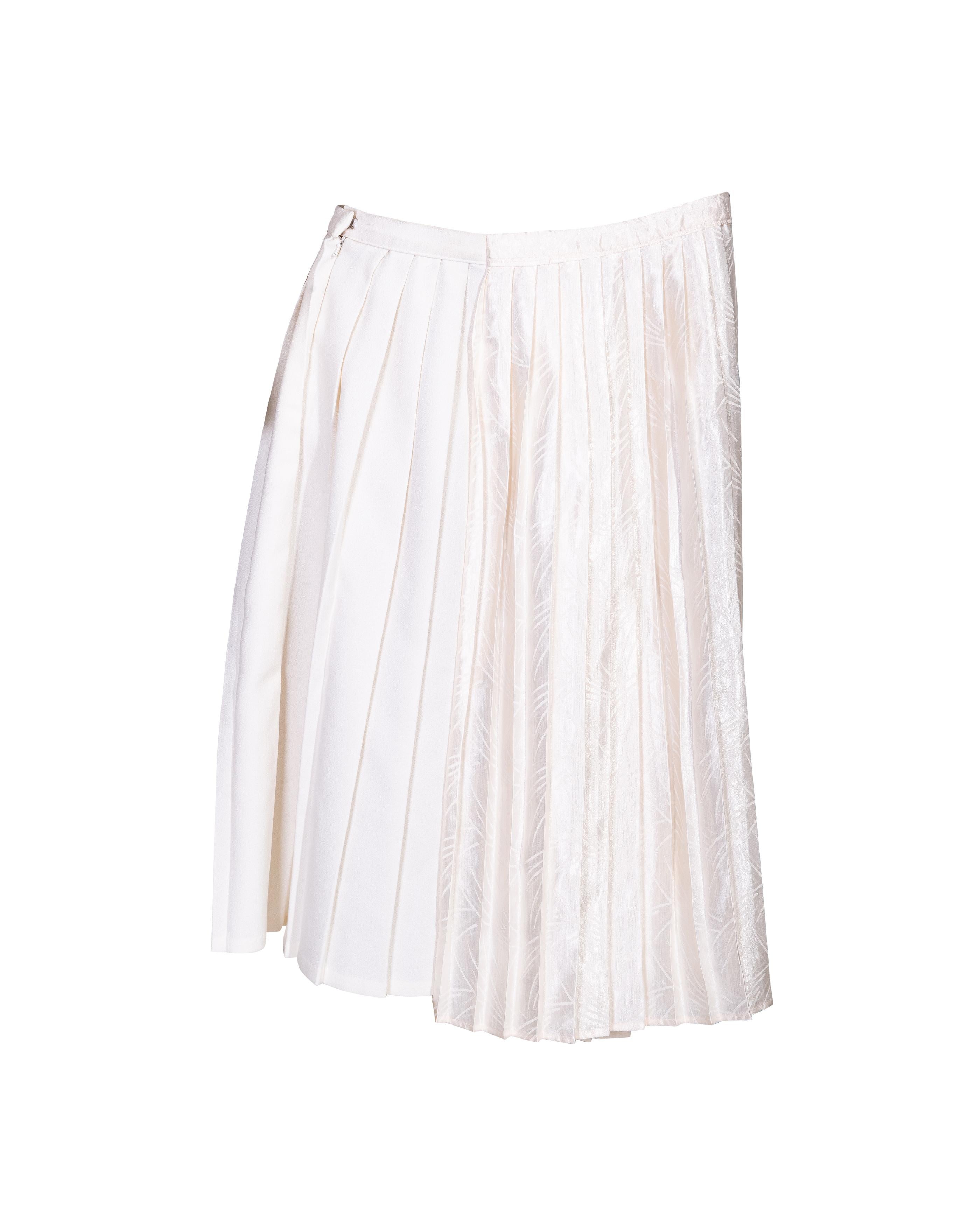 S/S 2001 Maison Martin Margiela One-of-One Artisanal Ecru Pleated Skirt 10