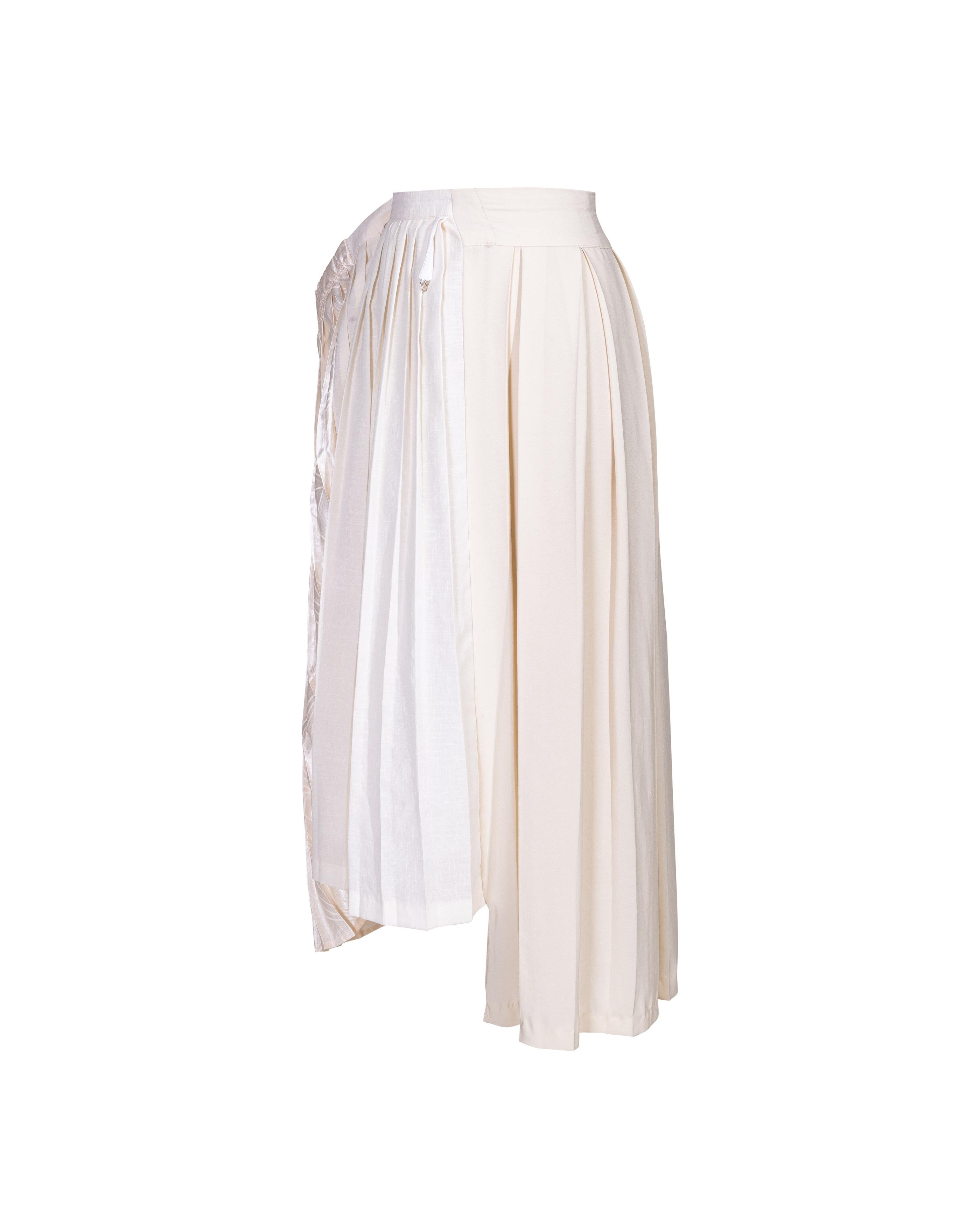 S/S 2001 Maison Martin Margiela One-of-One Artisanal Ecru Pleated Skirt In Good Condition In North Hollywood, CA