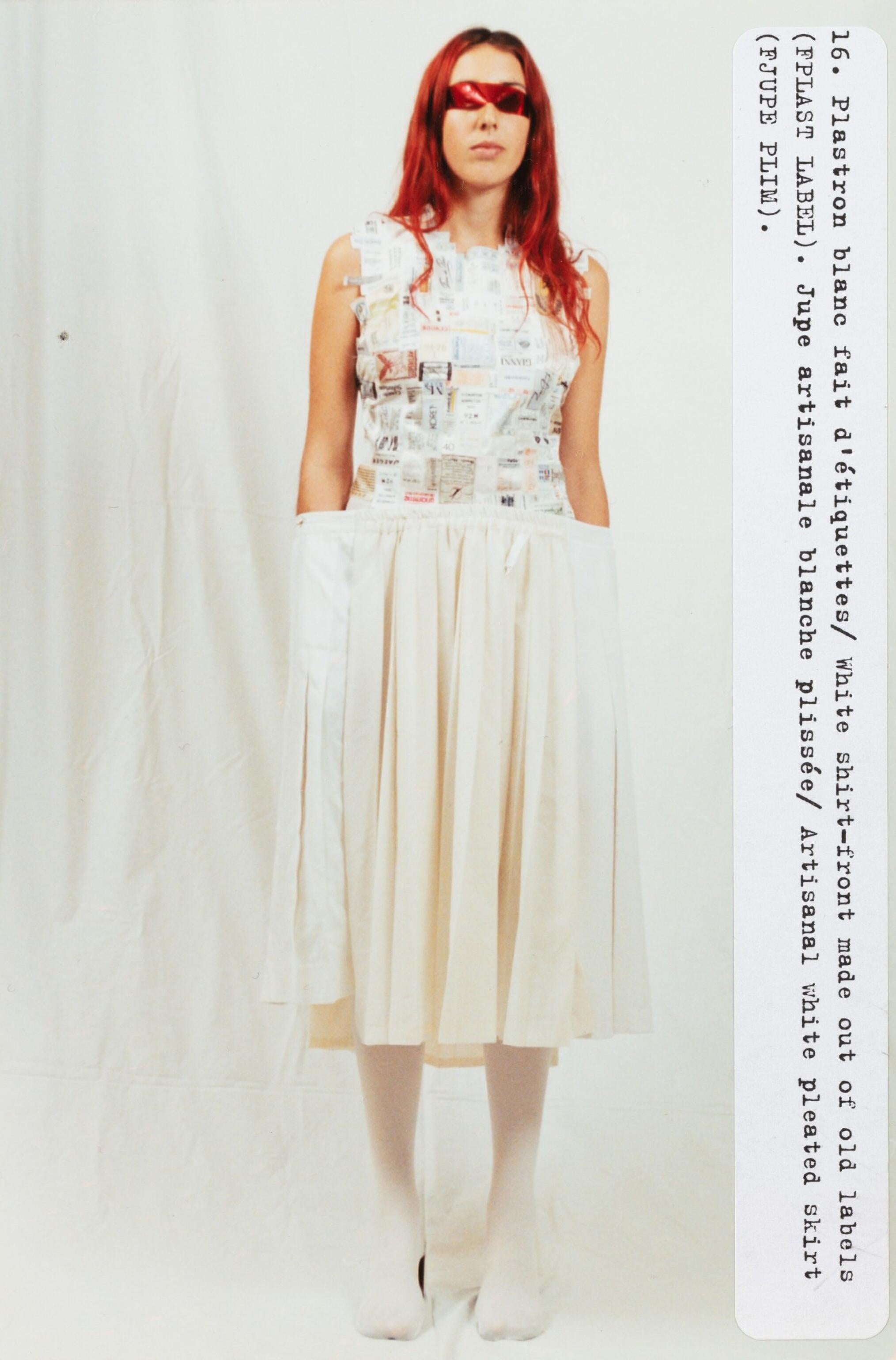 S/S 2001 Maison Martin Margiela One-of-One Artisanal Ecru Pleated Skirt 4