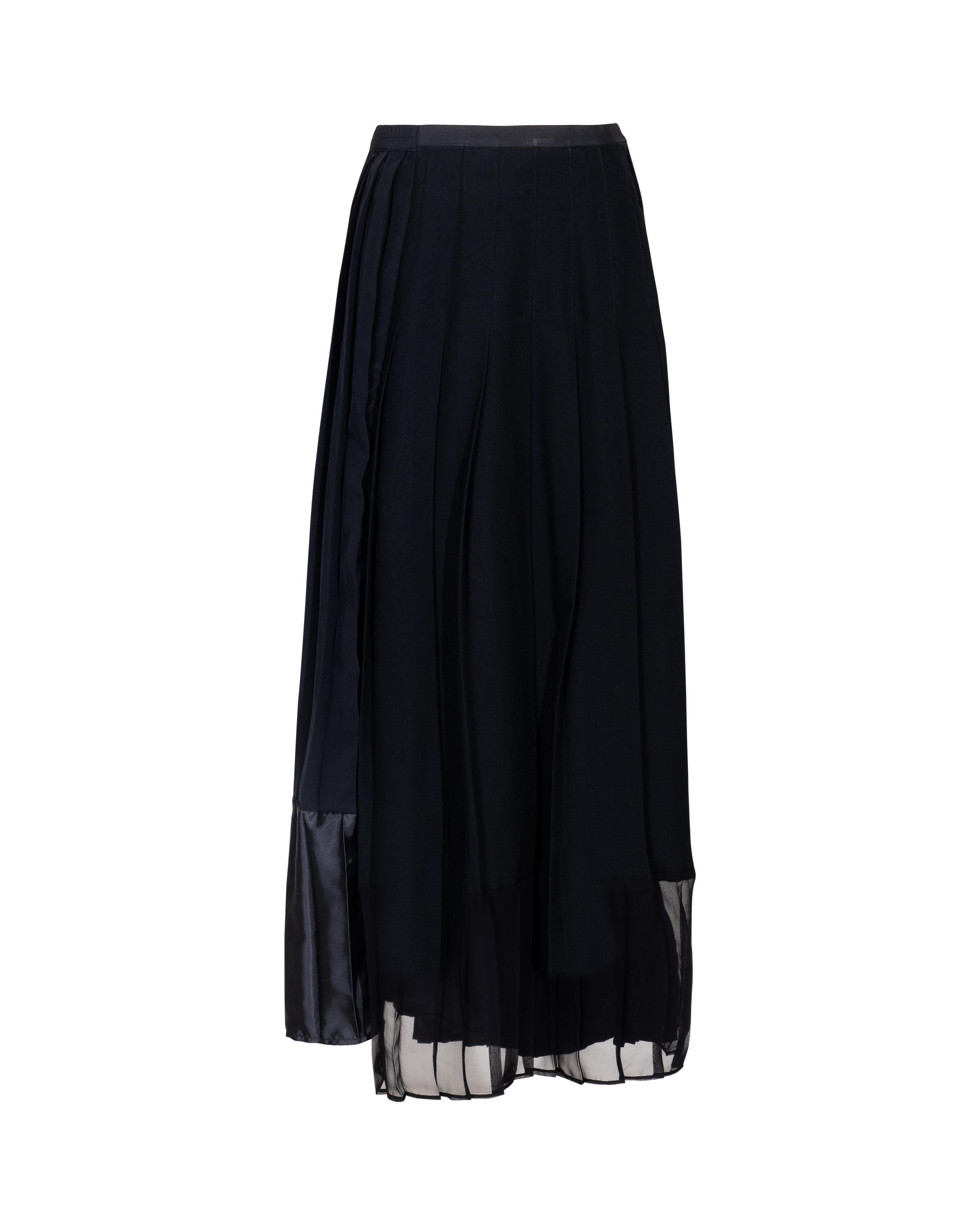 S/S 2001 Maison Martin Margiela One-of-One Black Pleated Artisanal Maxi Skirt For Sale 6