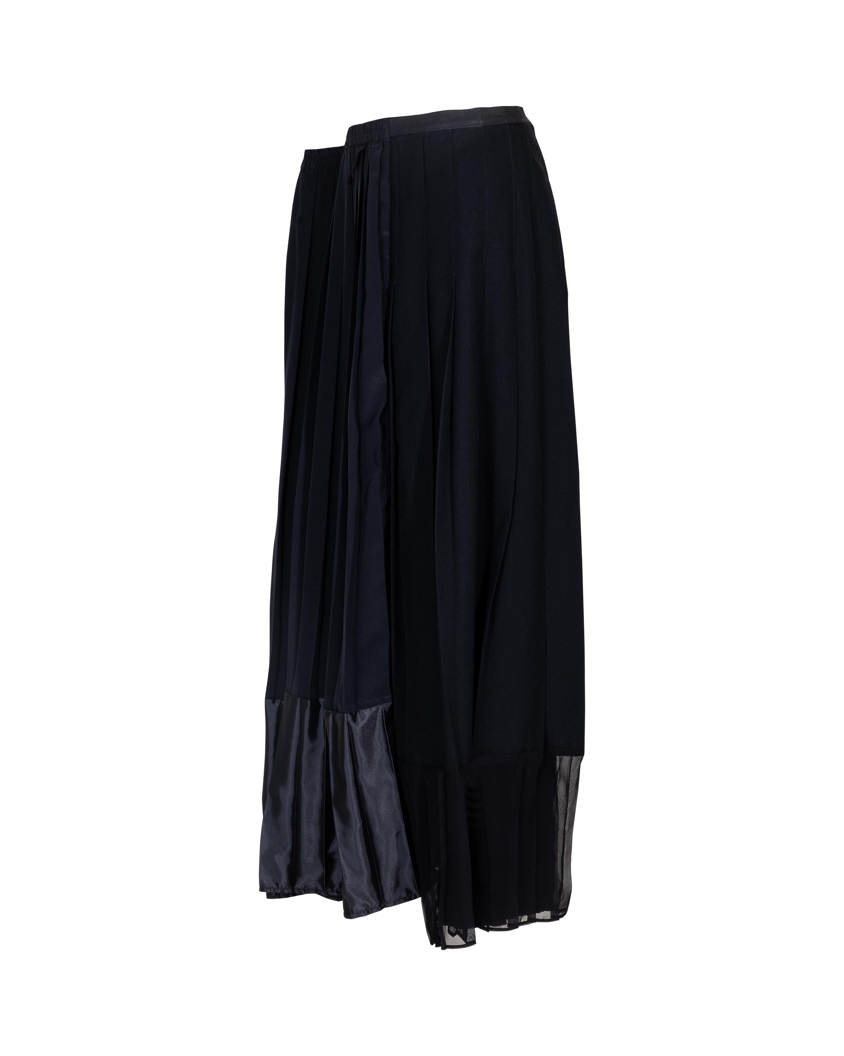 S/S 2001 Maison Martin Margiela One-of-One Black Pleated Artisanal Maxi Skirt In New Condition For Sale In North Hollywood, CA