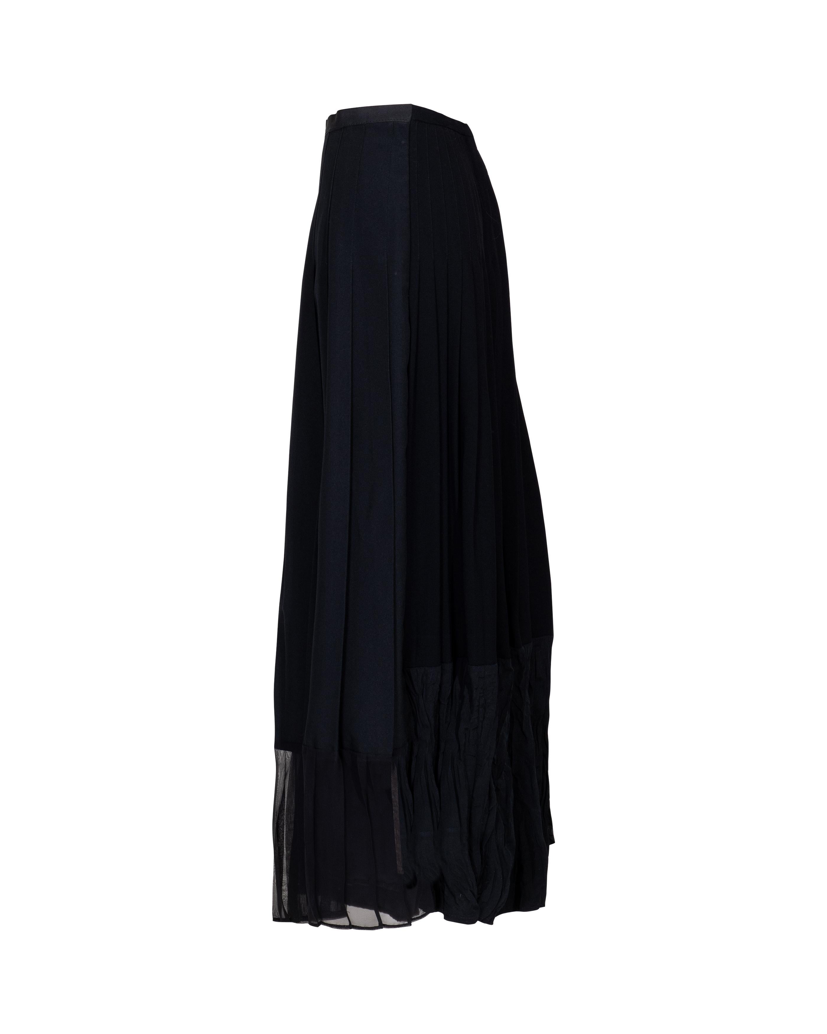 Women's S/S 2001 Maison Martin Margiela One-of-One Black Pleated Artisanal Maxi Skirt For Sale