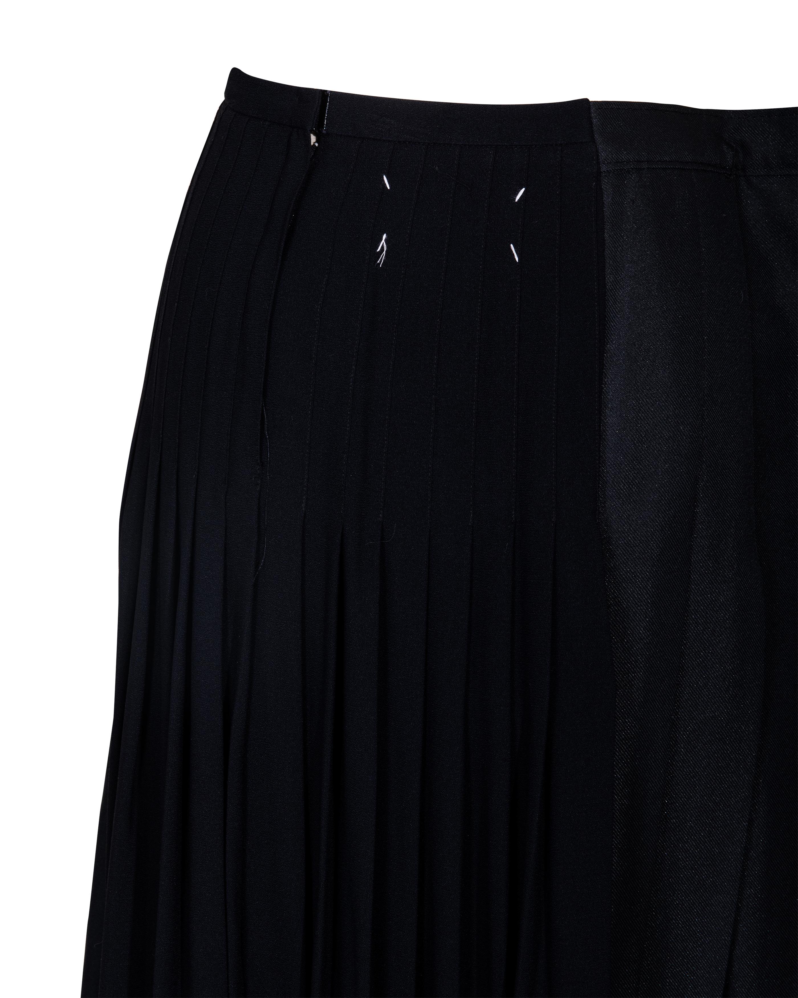 S/S 2001 Maison Martin Margiela One-of-One Black Pleated Artisanal Maxi Skirt For Sale 3